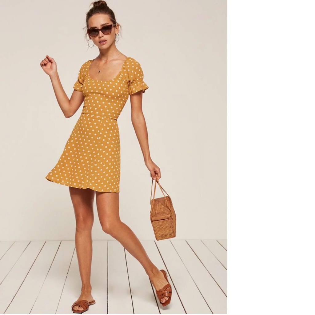 Nwot Reformation Arelene Mini Dress Off The Shoulder Size 10
